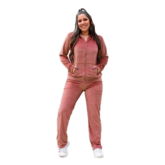 Conjunto Feminino Plus Plush Capuz Inverno Agasalho Calca