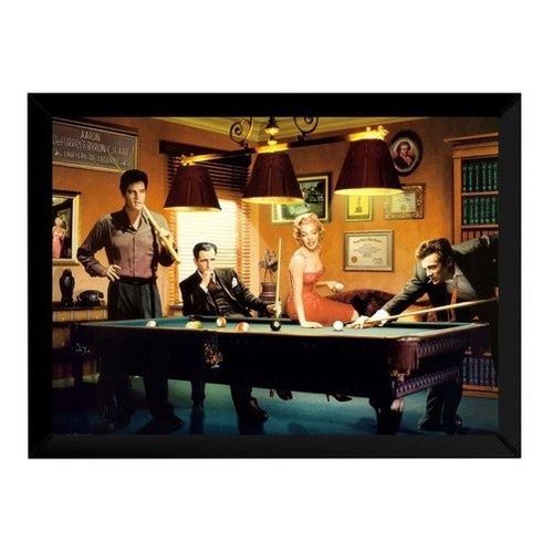 Quadro Elvis Presley James Dean Marilyn Monroe Jogo Bilhar