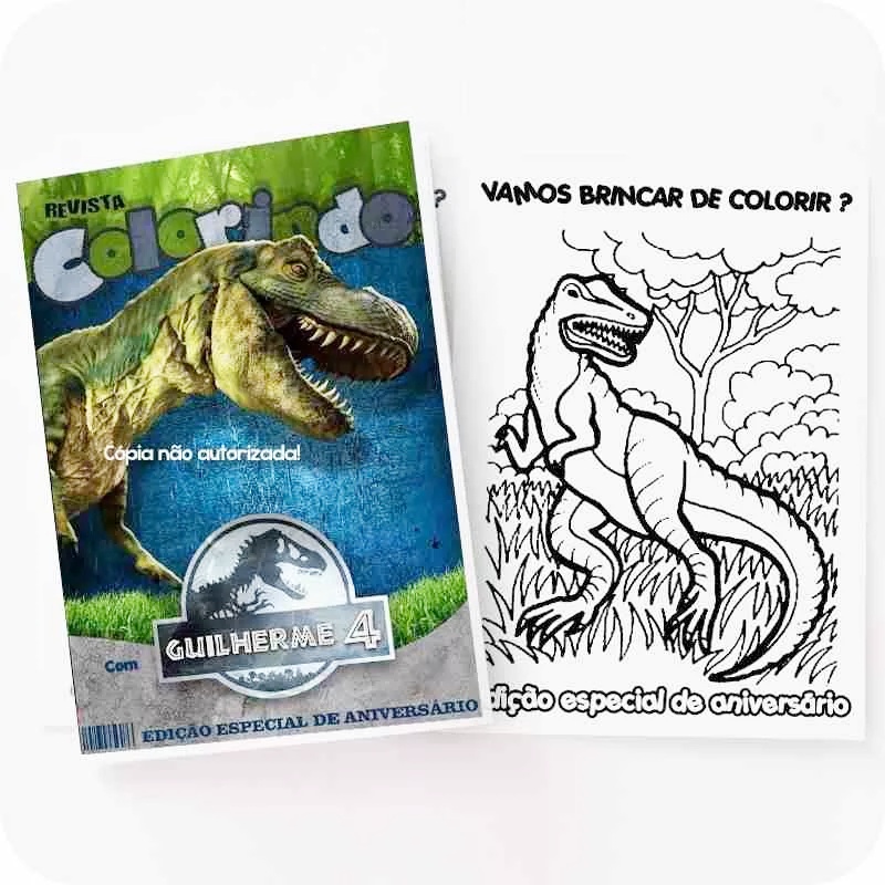 Revista Mini Pequena Personalizada Lembrancinha Festa Infantil Dinossauro Jurassic 10x14cm