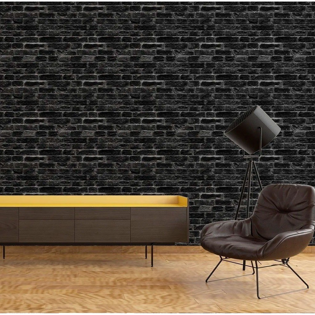 Papel De Parede Tijolinho Preto Autoadesivo 3 M Vinílico em Oferta na Shopee