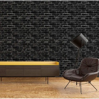 Papel De Parede Tijolinho Preto Autoadesivo 3 M Vinílico em Oferta na Shopee
