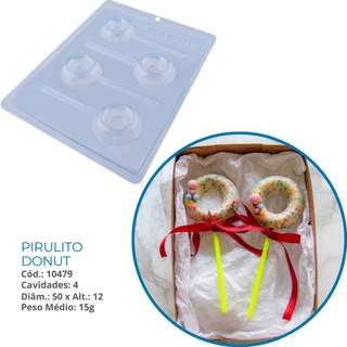 Forma bwb simples PIRULITO DONUTS de acetato para chocolate Cód. 10479