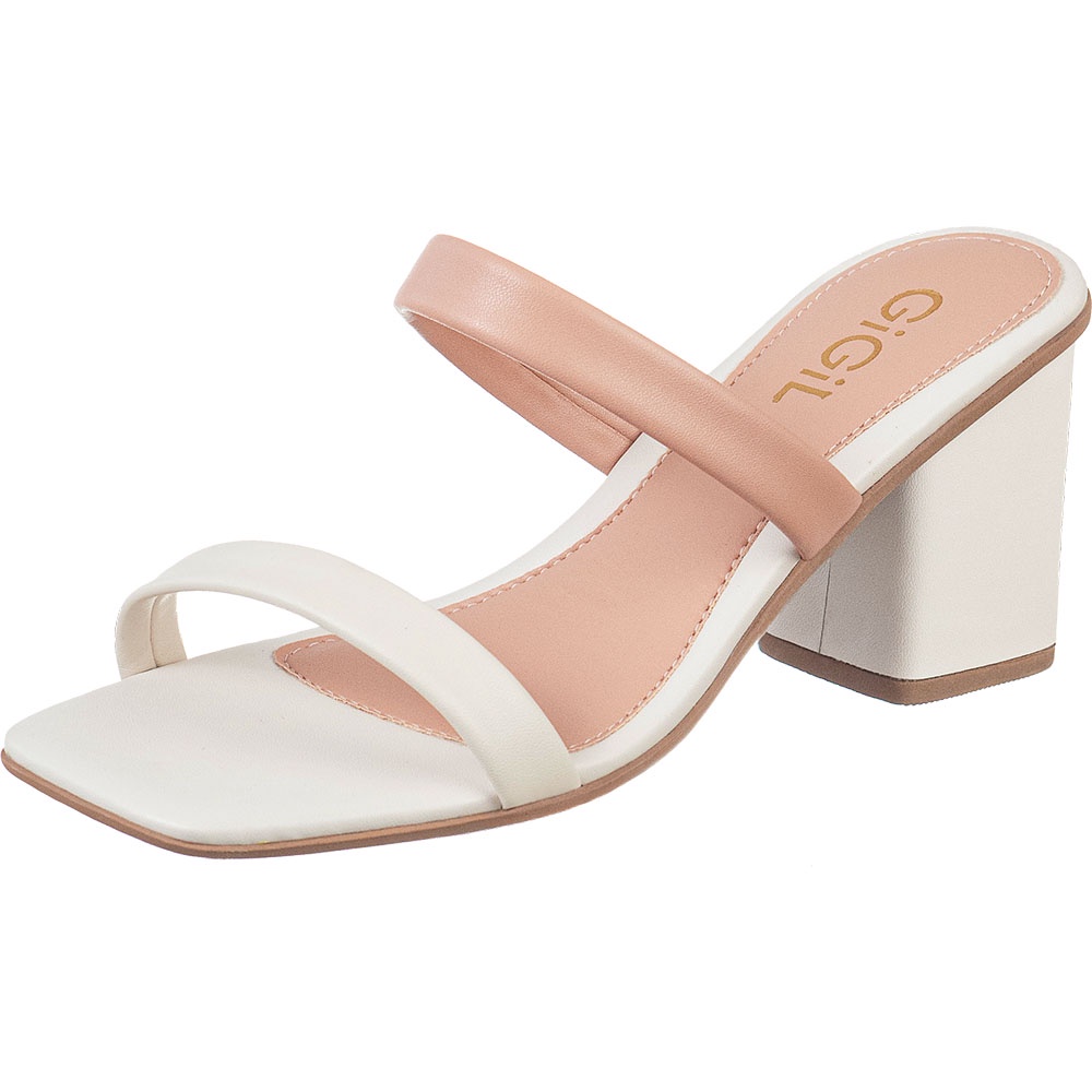 Tamanco Feminino GiGiL Colorida Salto Baixo Bloco Quadrado Fresh Moda Blogueira Verão Confortável em Oferta na Shopee