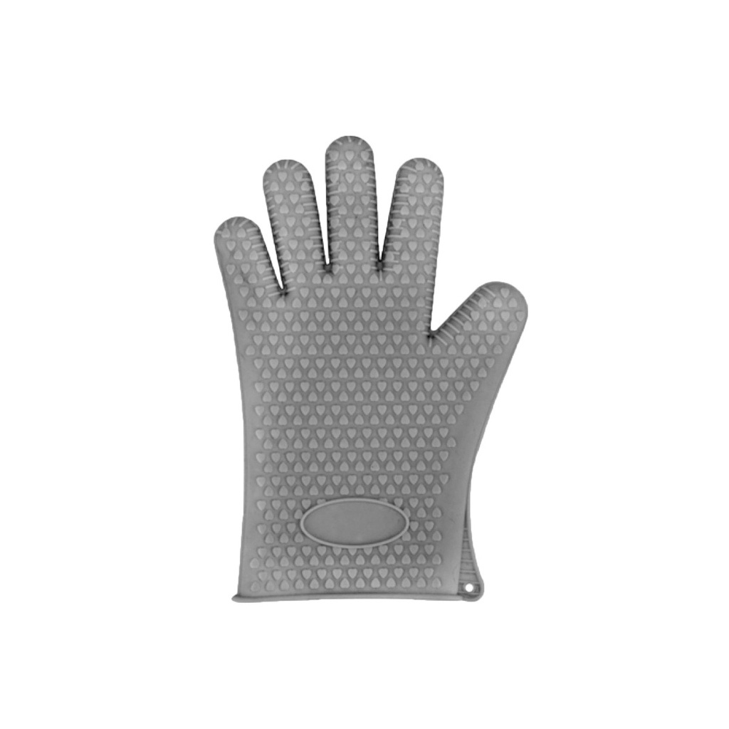 Luva de cozinha térmica silicone 5 dedos anti calor 230 graus cinza Forno fogão antiderrapante proteção