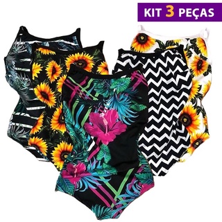 Kit 3 Body Feminino Suplex Maio Feminino Bori Estampado