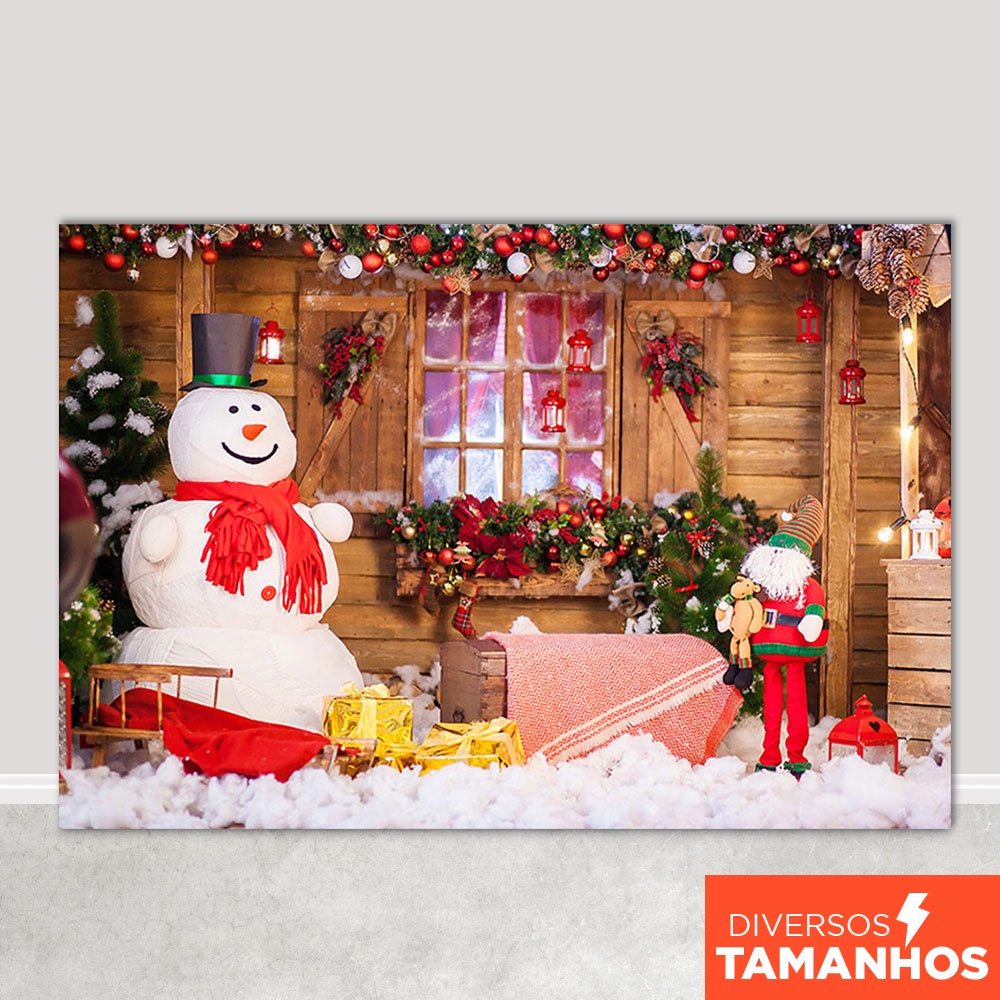 Painel Fundo Fotográfico Natal Cenário Boneco de Neve Sublimado Em Tecido - SFT-90 em Oferta na Shopee
