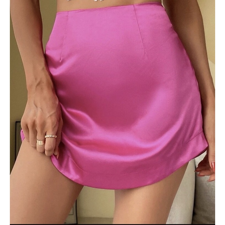 saia cetim rosa shein - nova