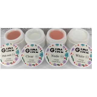 Gel Unha Girl Fatale GF 15ml White 2 , Pink Nude 4 , Clear 1 , Nude 3 / GF / Acrigel / Alongamento / Led Uv