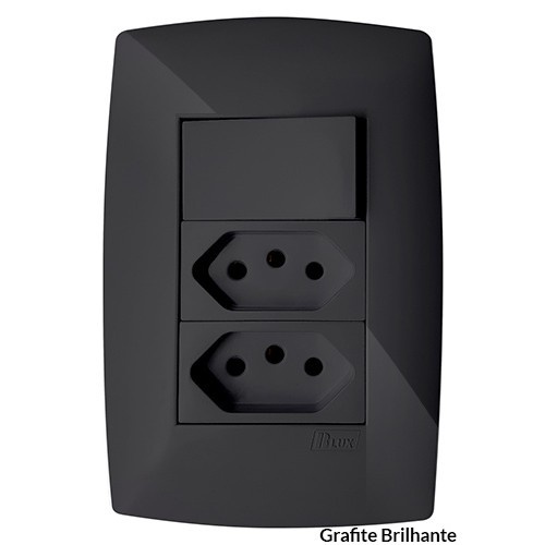 Cj Interruptor Paralelo + Tomada Dupla 20a 4x2 - Blux Home Grafite - Bh2774-0gf