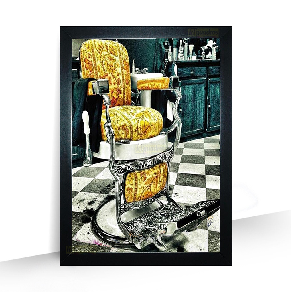 Quadro Decorativo Cadeira Barbeiro Antiga moldura 44cm