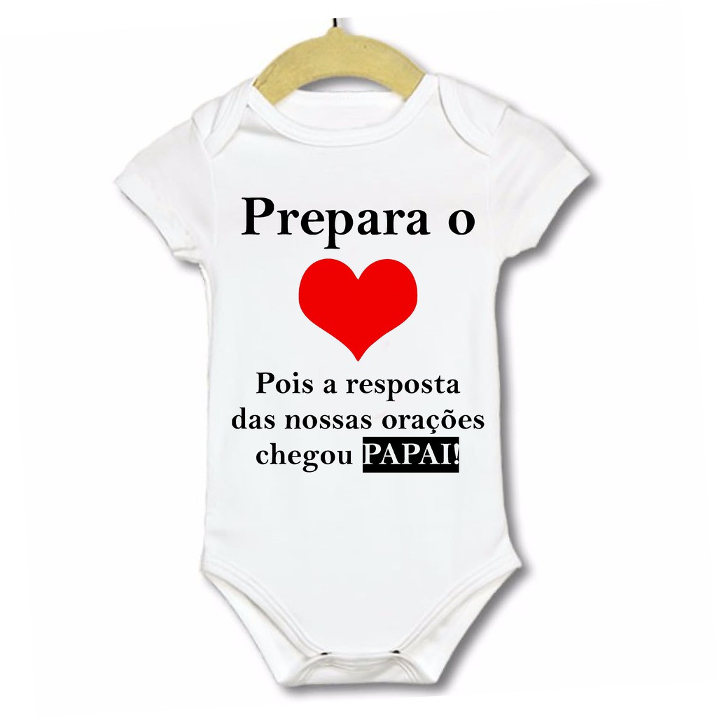 Body Infantil Roupinha De Bebe Crianca Personalizada Prepara O Coracao Surpresa Para O Papai Resposta Das Oracoes Shopee Brasil