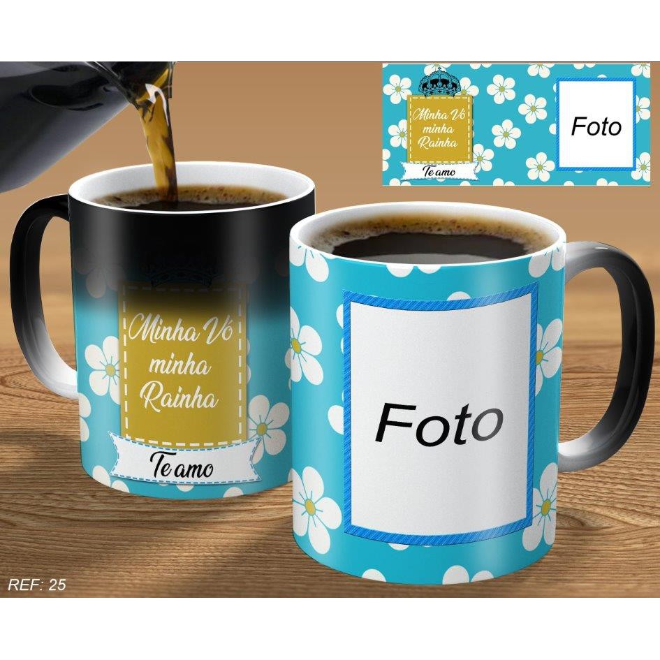 caneca mágica personalizada para presente de aniversário minha vó minha rainha com foto