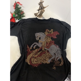 Camiseta/Camisa São Jorge em Strass ( Pedrinhas)- 23 de abril dia de São Jorge/Ogum