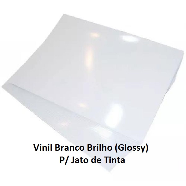 Vinil Adesivo Branco Brilho A4 -110g - Prova D'agua - IMPRESSORA JATO DE TINTA - 40 Folhas