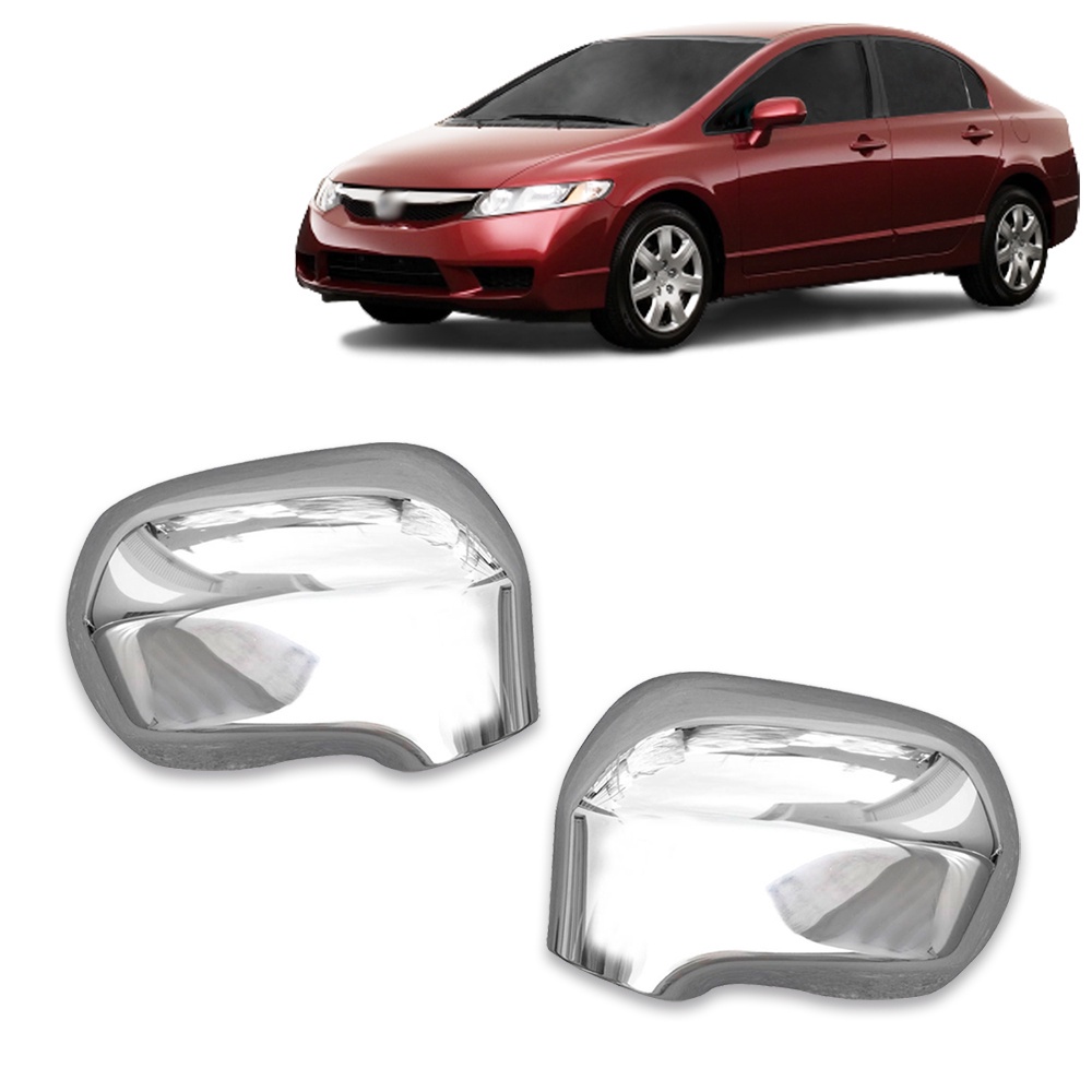 Par Aplique Cromado para Capa Retrovisor New Civic 2007 2008 2009 2010 2011 - Shekparts