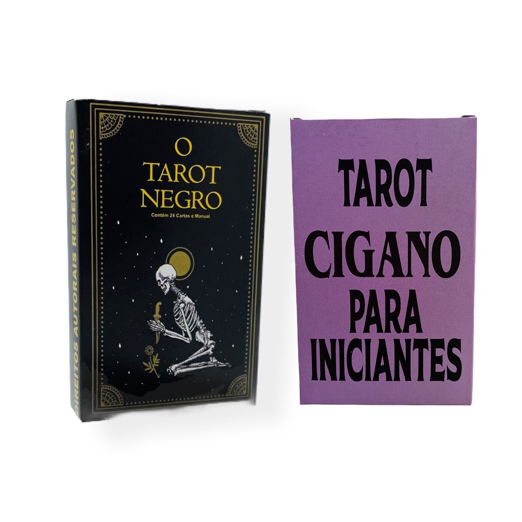 Kit Tarô Baralho Tarot Negro E Tarot Cigano Para Iniciantes