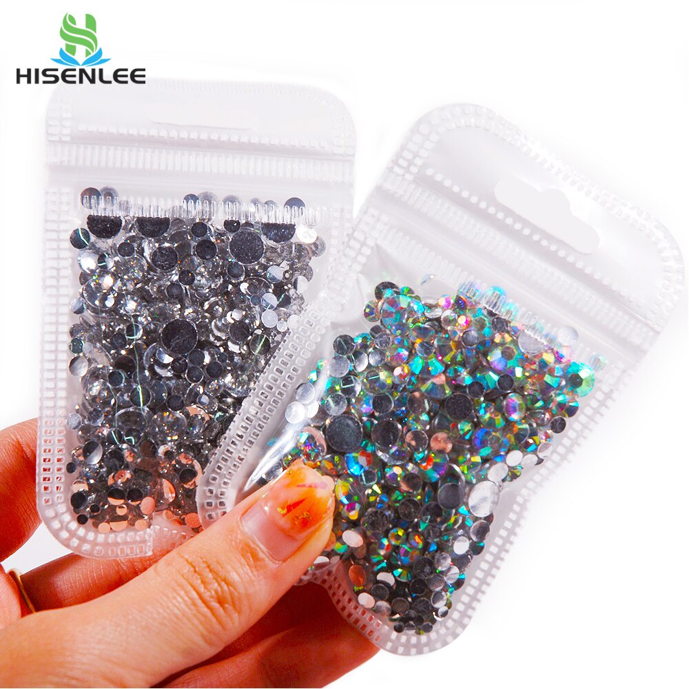 Alta Qualidade Brilhante 1000 Pçs mix 2mm 3mm 4mm 5mm 6mm Transparente AB Redondo Resina Pedra Strass DIY Decoração Da A