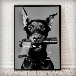Quadro Decorativo Cachorro Estilo Gangster Preto e Branco  Sala Quarto Escritório – MDF em Oferta na Shopee