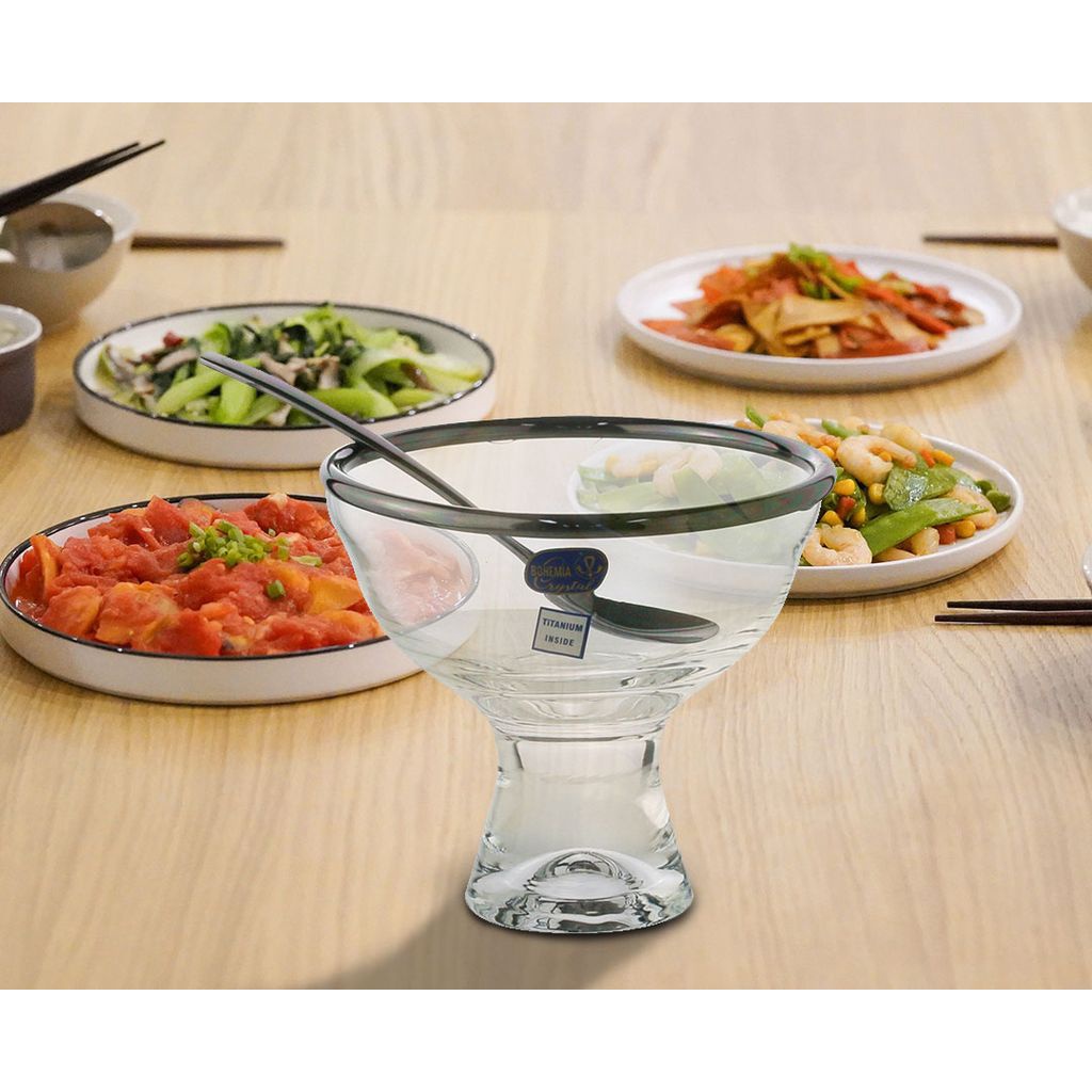 Conjunto Com 6 Bowls Vidro E 6 Colheres Para Sobremesa Vera