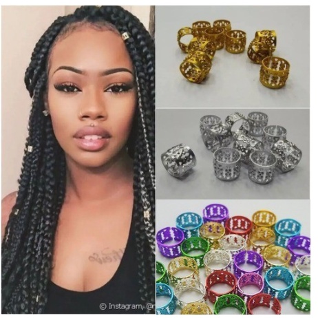 100 peças Anéis para trança Para Box Braids Tranças Jumbo Dreds Cabelos