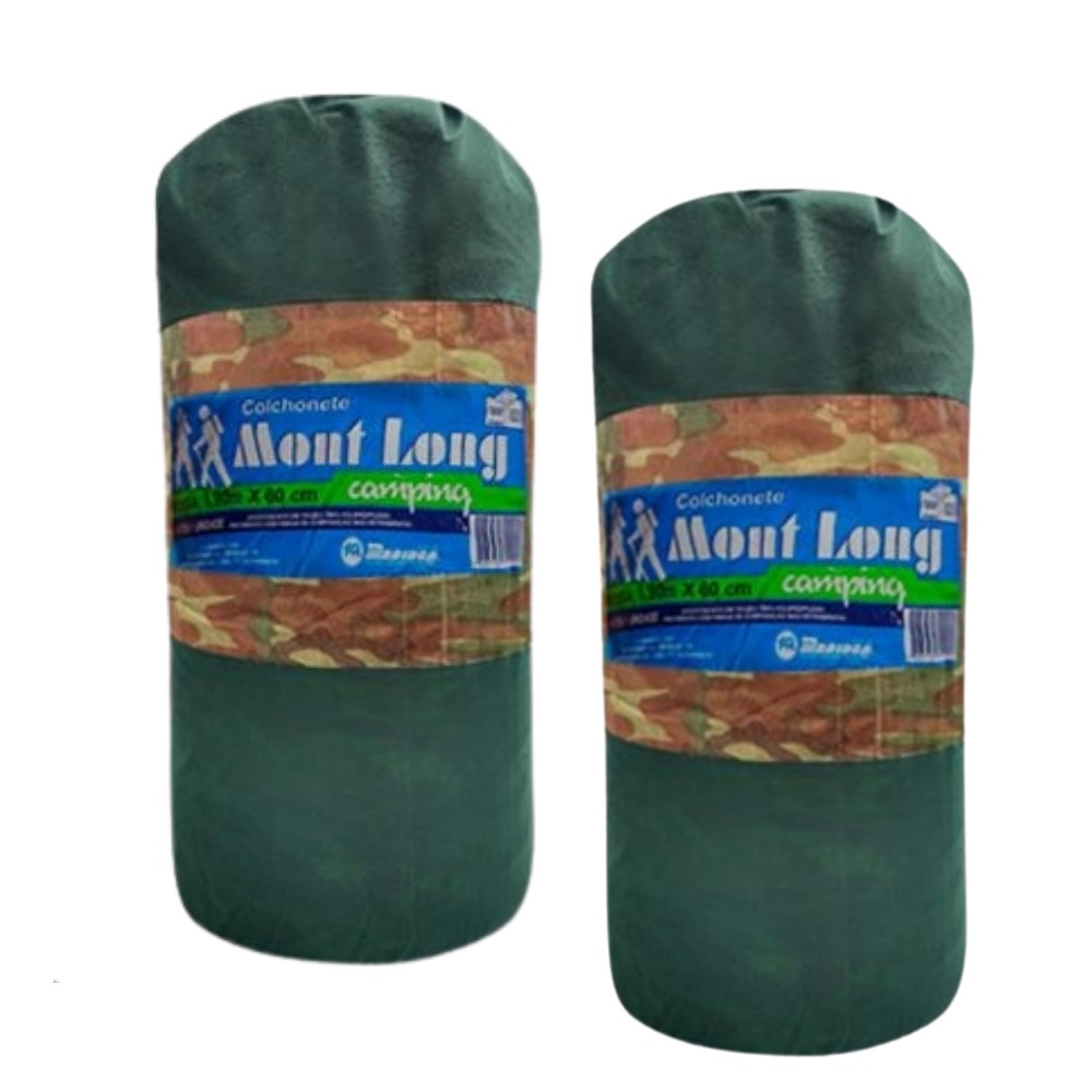 2 Colchonete Camping Pesca Acampar Verde Solteiro Mont Long