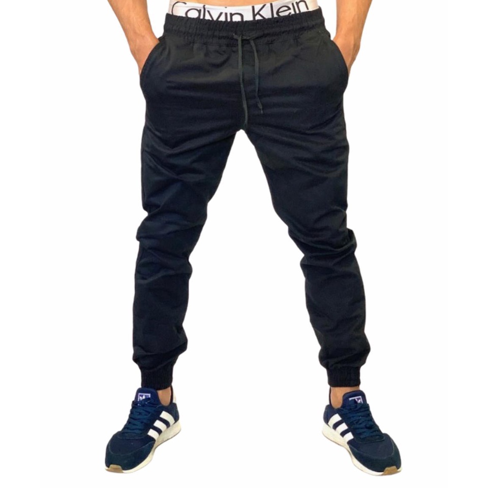 Calça Jogger Com Elástico No Tornozelo Novas Cores Moda 2021 - Preta