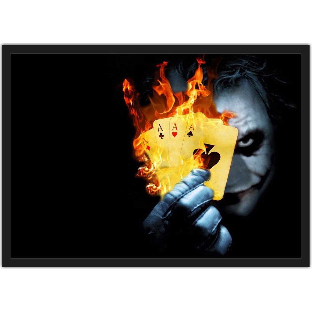 Quadro Decorativo Super Heróis Coringa Joker Decorações Com Moldura T002 M