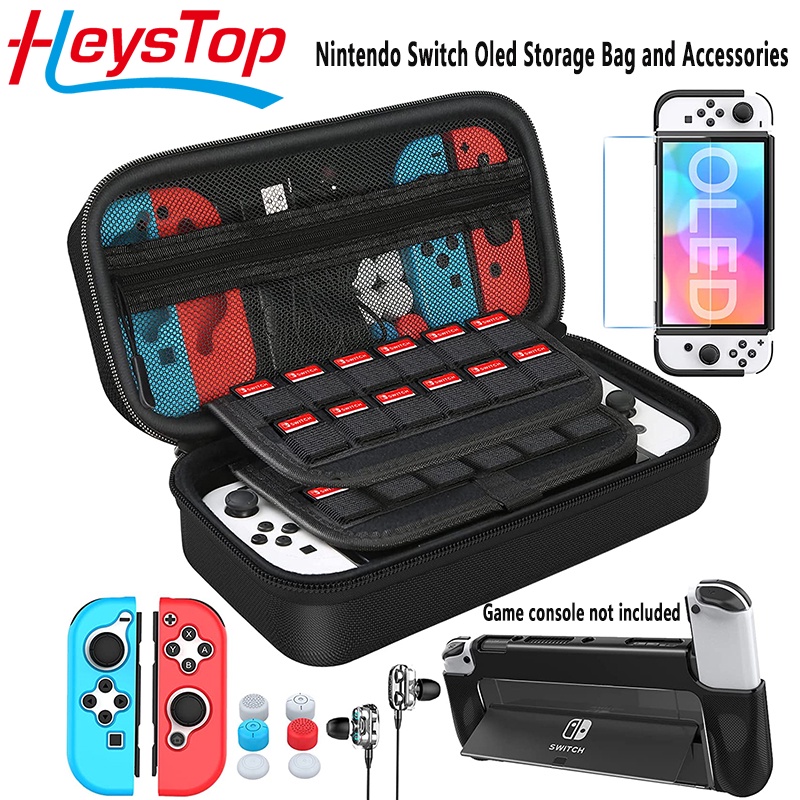 Caso de proteção do Switch para Nintendo Switch Oled , Capa de suporte com  6 armazenamento de cartas de jogo para Ns Switch Oled Console & Joycon  Controller, Shockproof & An