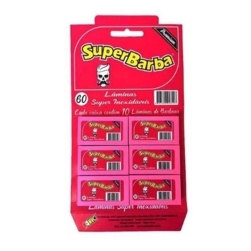 cartela lamina de barbear super barba rosa 60 laminas