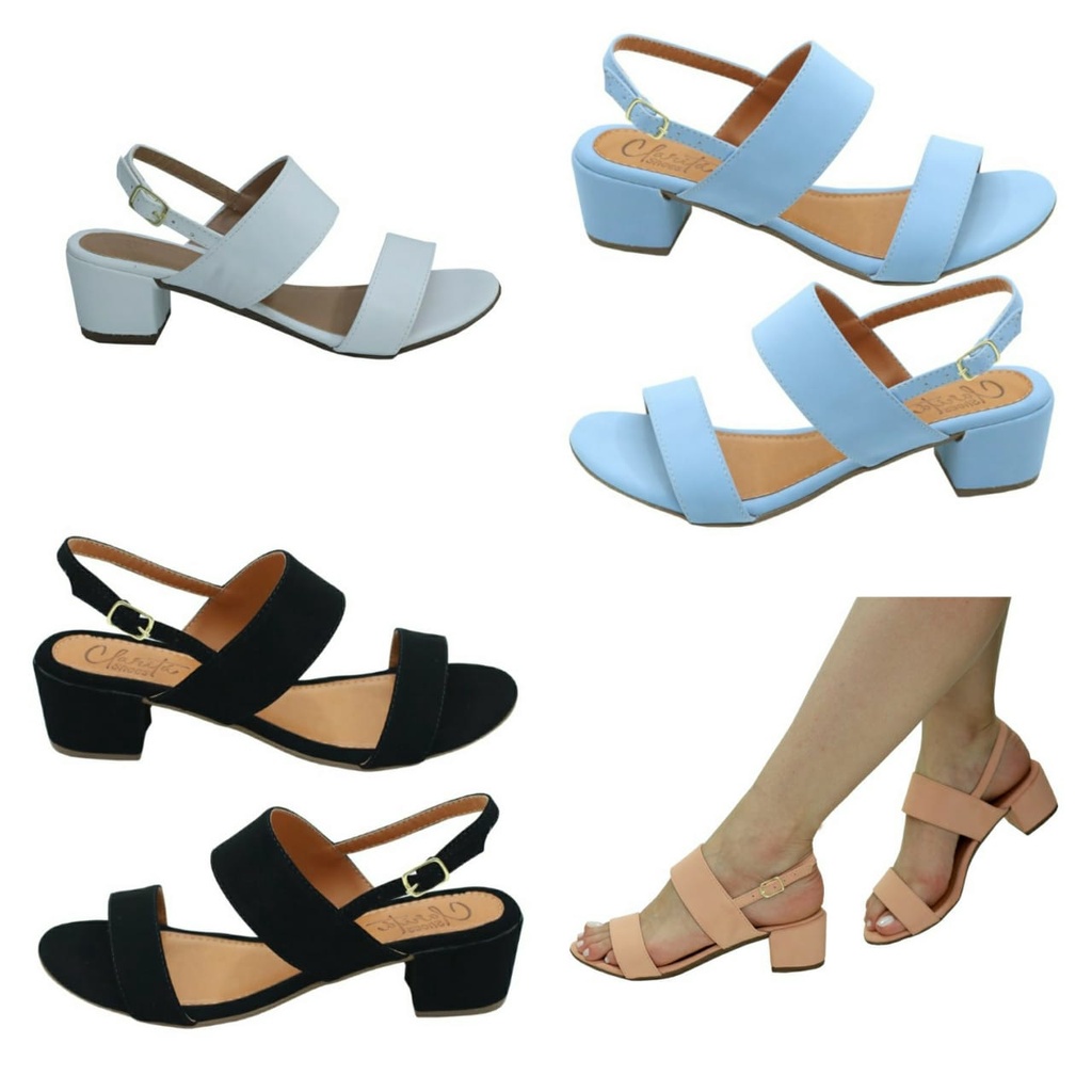 Sandalia Salto Baixo Grosso Tradicional Casual Donna Santa em Oferta na Shopee