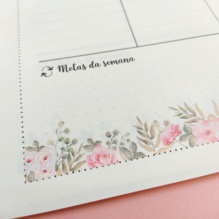 Planner De Mesa Semanal Permanente A Fls Flores Rosas Shopee Brasil