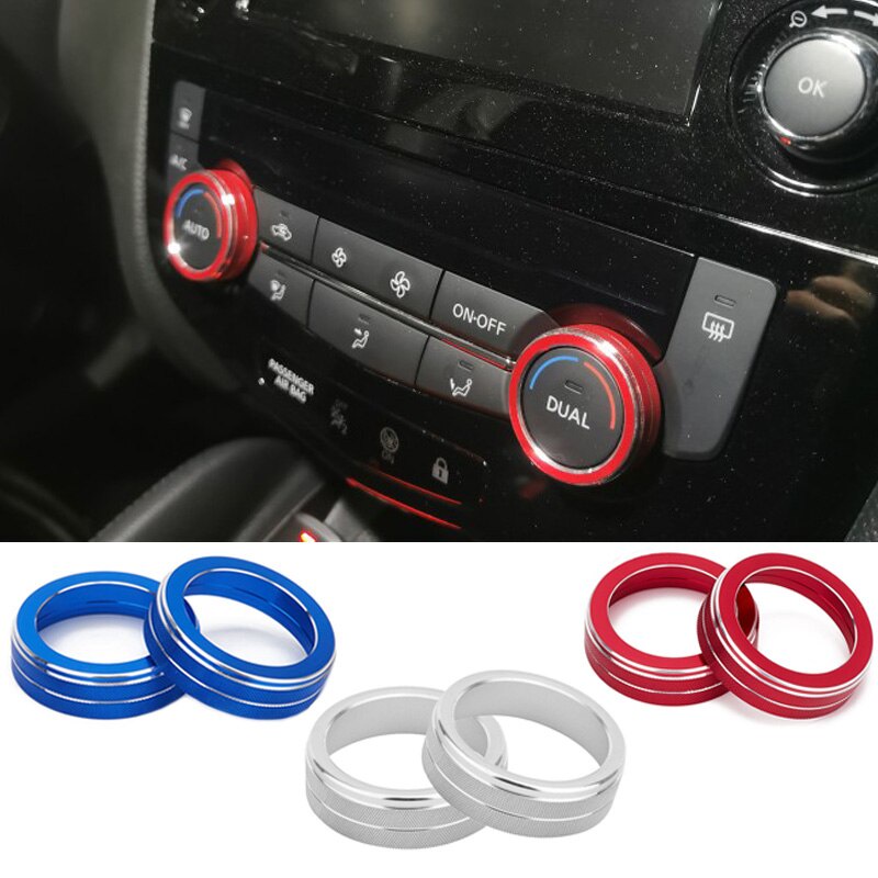 Carro AC Anel De Controle Clima Botão Guarnição Capa Apto Para Nissan Rogue X-Trail Qashqai Acessórios Automóveis