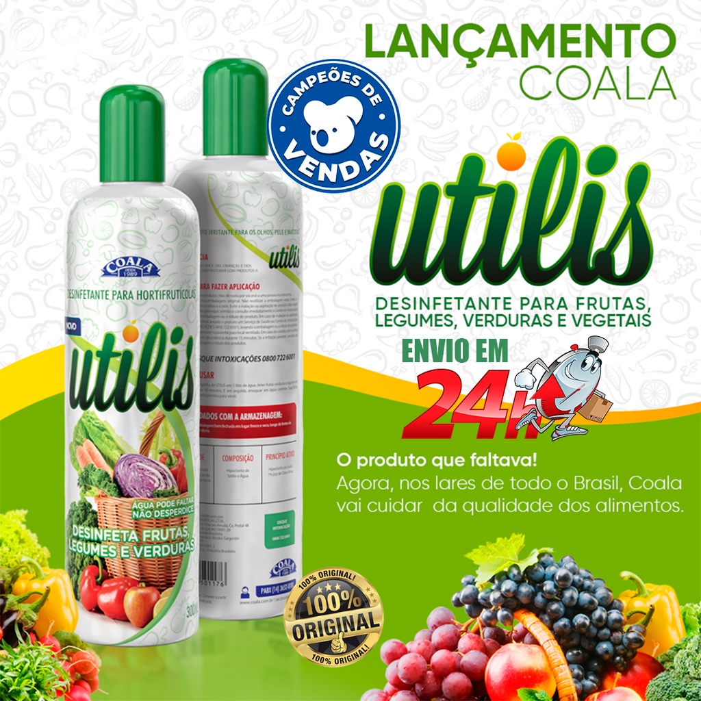 Desinfetante De Hortifrutícolas Coala - UTILIS - Desinfetante De Verduras, Frutas e Legumes em Oferta na Shopee