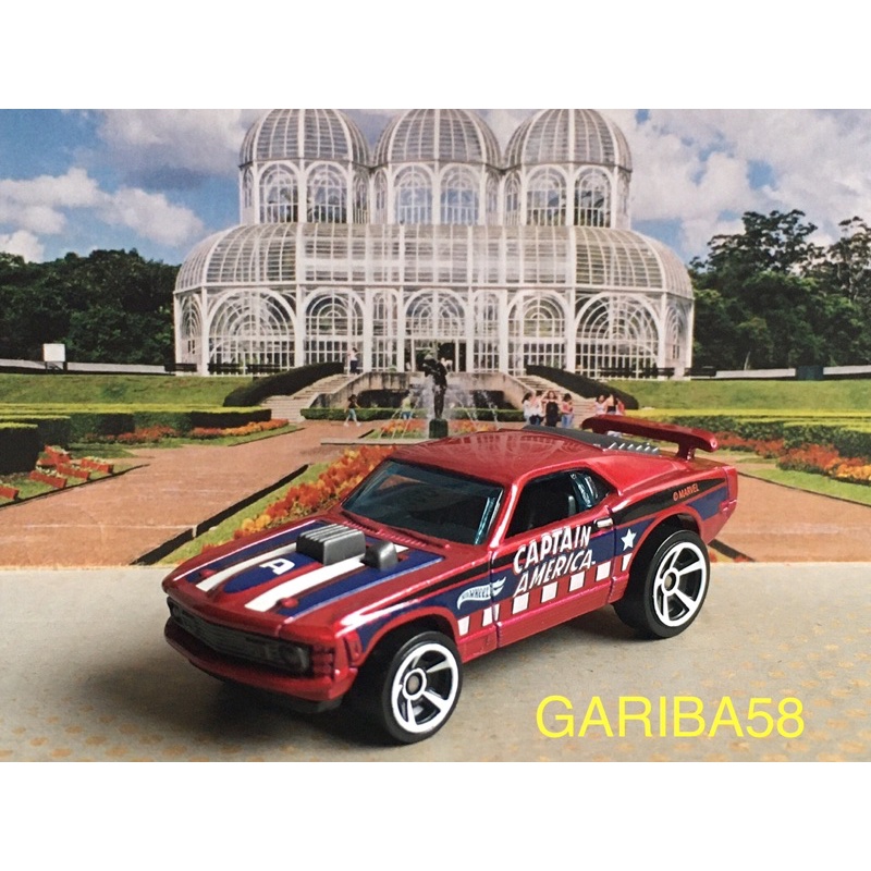 HOT WHEELS ‘70 MUSTANG MACH 1 CAPITÃO AMÉRICA 2016 CAPTAIN AMERICA 75th ANNIVERSARY GARIBA58