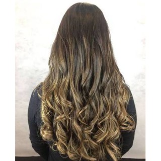 Aplique Tic tac mechas Ondulado Castanho com Loiro 60cm Bio orgânico