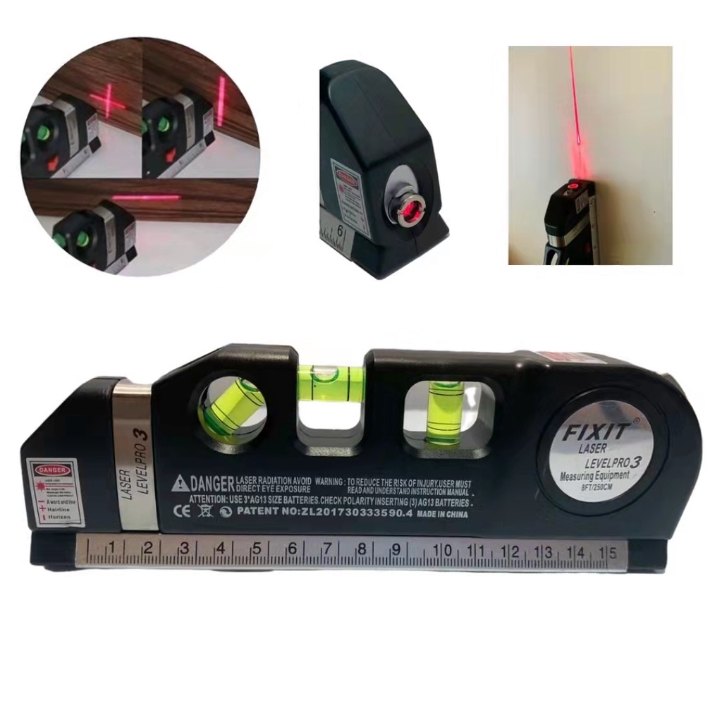 Nivel A Laser 03 Linhas Nivel Prumo 3 Pontos Fixit Alta Precisão.