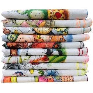 Pano De Prato Estampado Bainha Kit Com 10 Peças