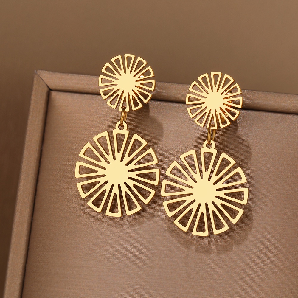 Brincos De Aço Inoxidável Doce Senso Elegante Girassol Delicado Do Vintage Moda De Luxo Pingente Para As Mulheres Jóias