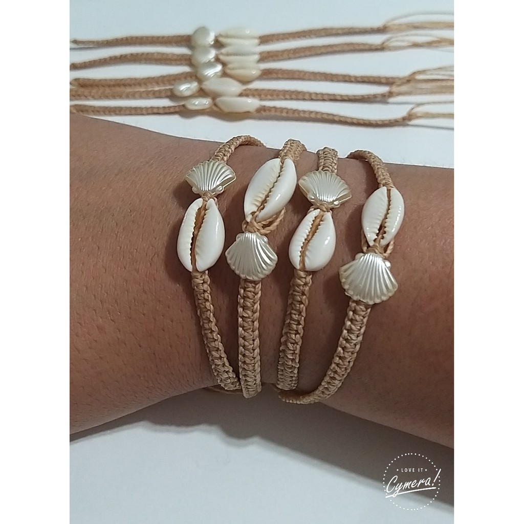 1 Pulseira ou Tornozeleira Macrame Búzios e Concha
