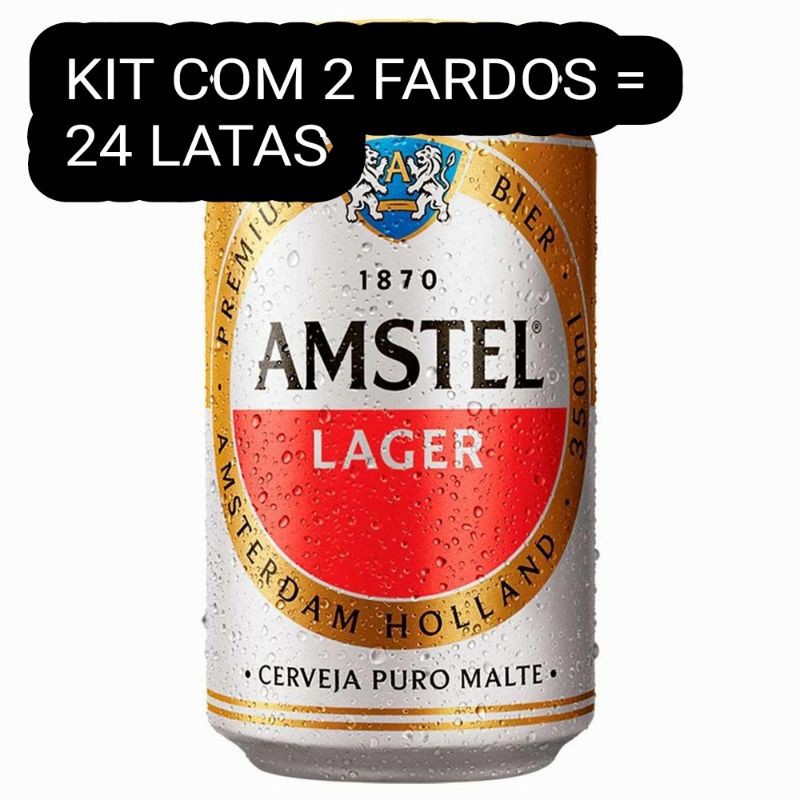 KIT CERVEJA AMSTEL LAGER CERVEJAS LATA 350ml PURO MALTE 2 CAIXA COM 12 UNIDADES 24 NO TOTAL