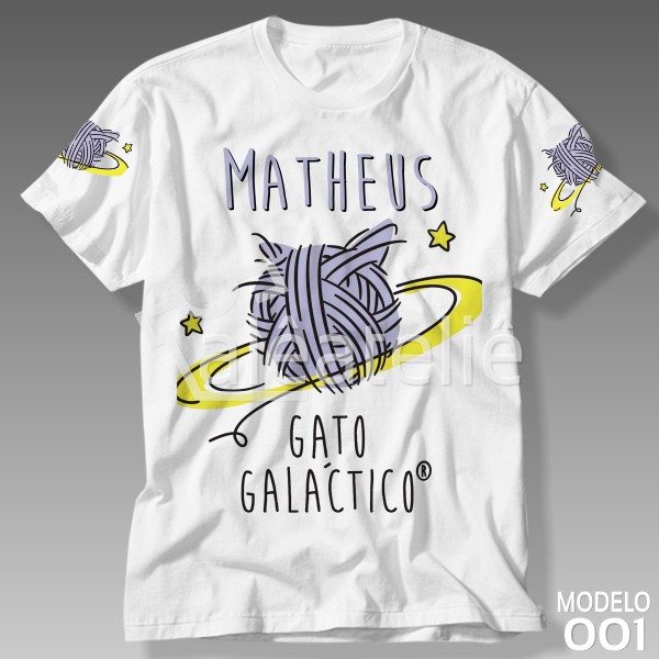 Camiseta Gato Galáctico Modelo 001 Infantil Adulto Personalizada
