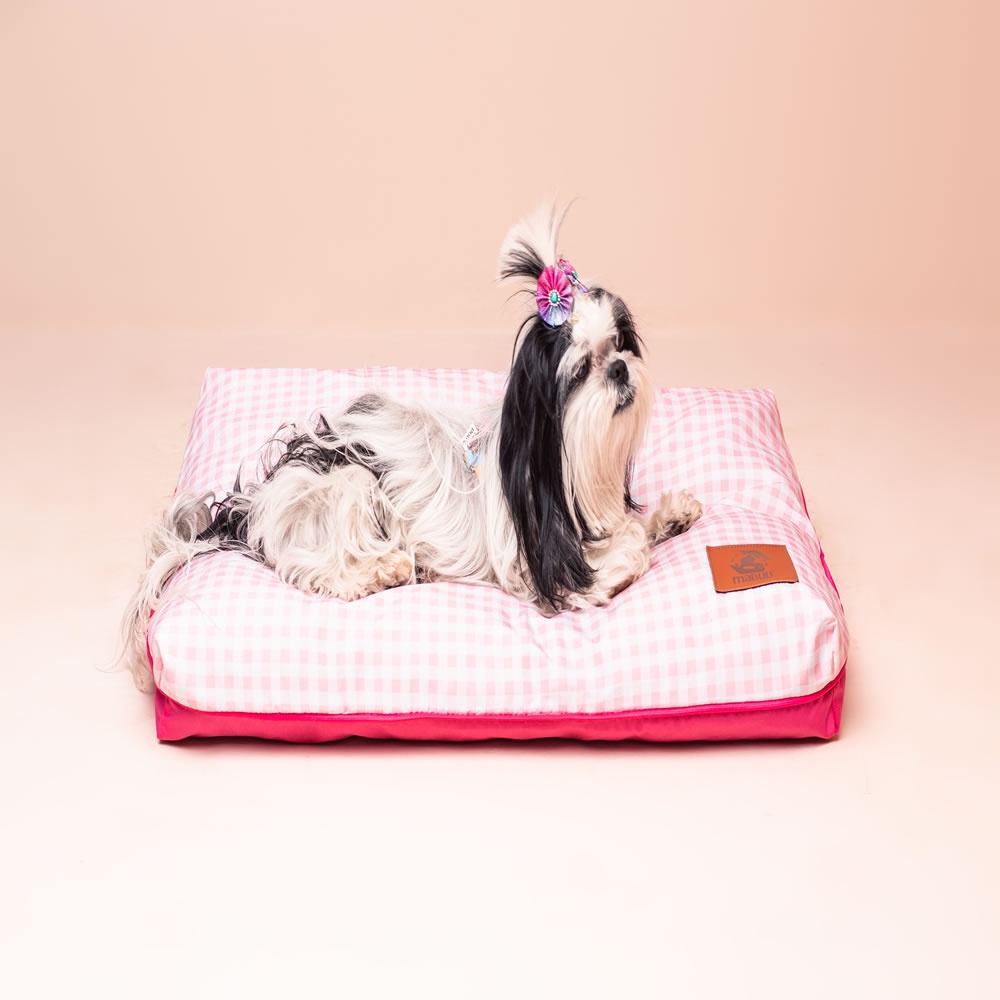 Caminha Pet Almofada Para Cachorros Dog Vichy Rosa - 72x50Cm
