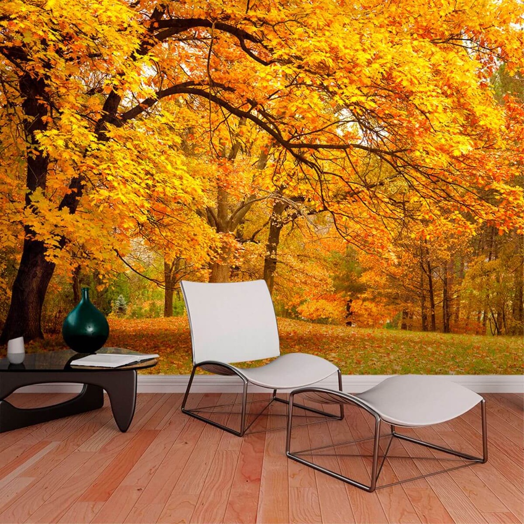Papel de Parede Personalizado Folhas de Outono em Oferta na Shopee