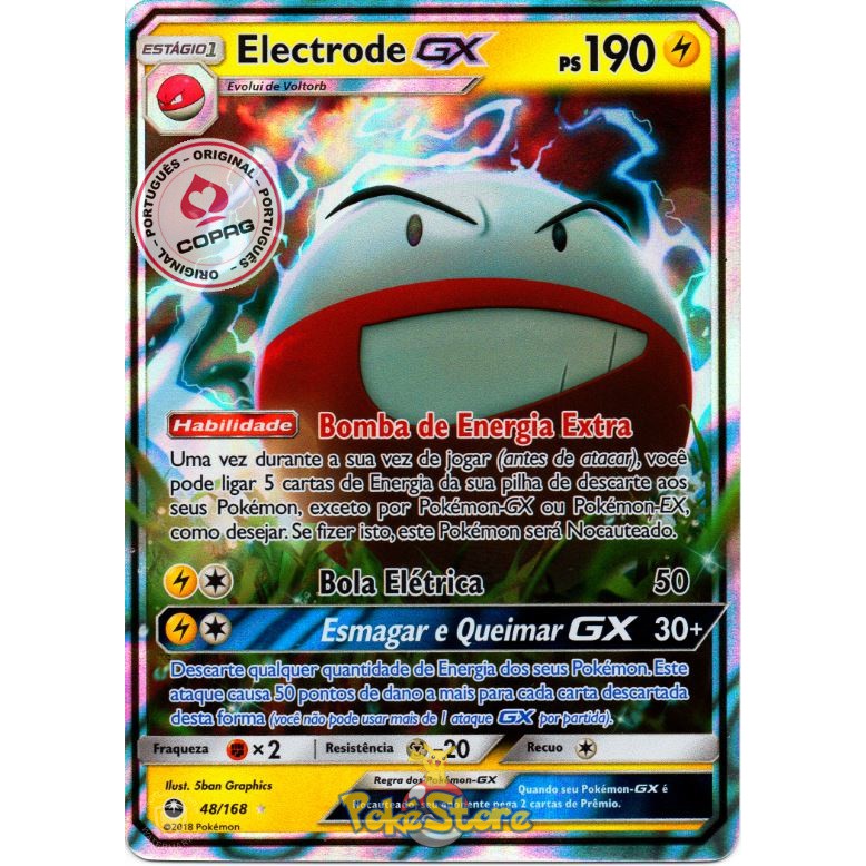 Carta Pokemon Electrode GX Português 48/168 Original Copag Shopee Brasil