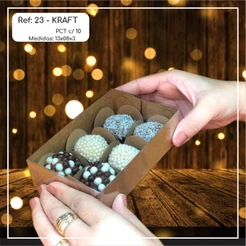 10 ~50 Caixas Embalagem 6 Doces Com Visor em Acetato KRAFT 13x8x3 - Ref. 23 ( Chocobraz )...(CHOCO)