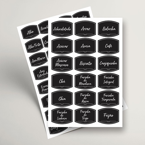 Kit 82 Etiquetas P/ Alimentos E Pote Temperos Adesivo Preto em Oferta na Shopee