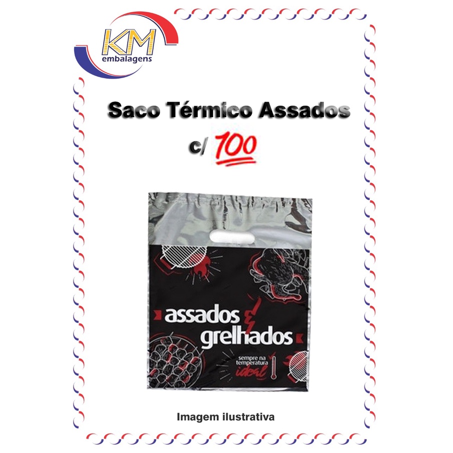 Saco térmico metal assado c/100 unid. - embalagem térmica, frango, carnes, grelhados