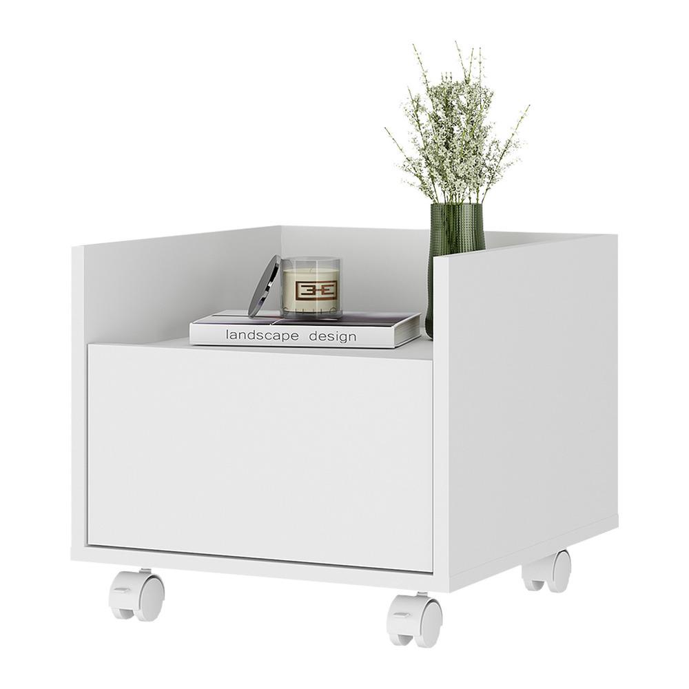 Mesa de Cabeceira 40 cm com Rodízios Multimóveis MP4042 Branca - Home & Living
