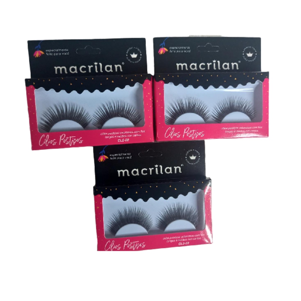 Cílios Portiços Kit 3 Com Pares Macrilan Cl2-22 Volumosos