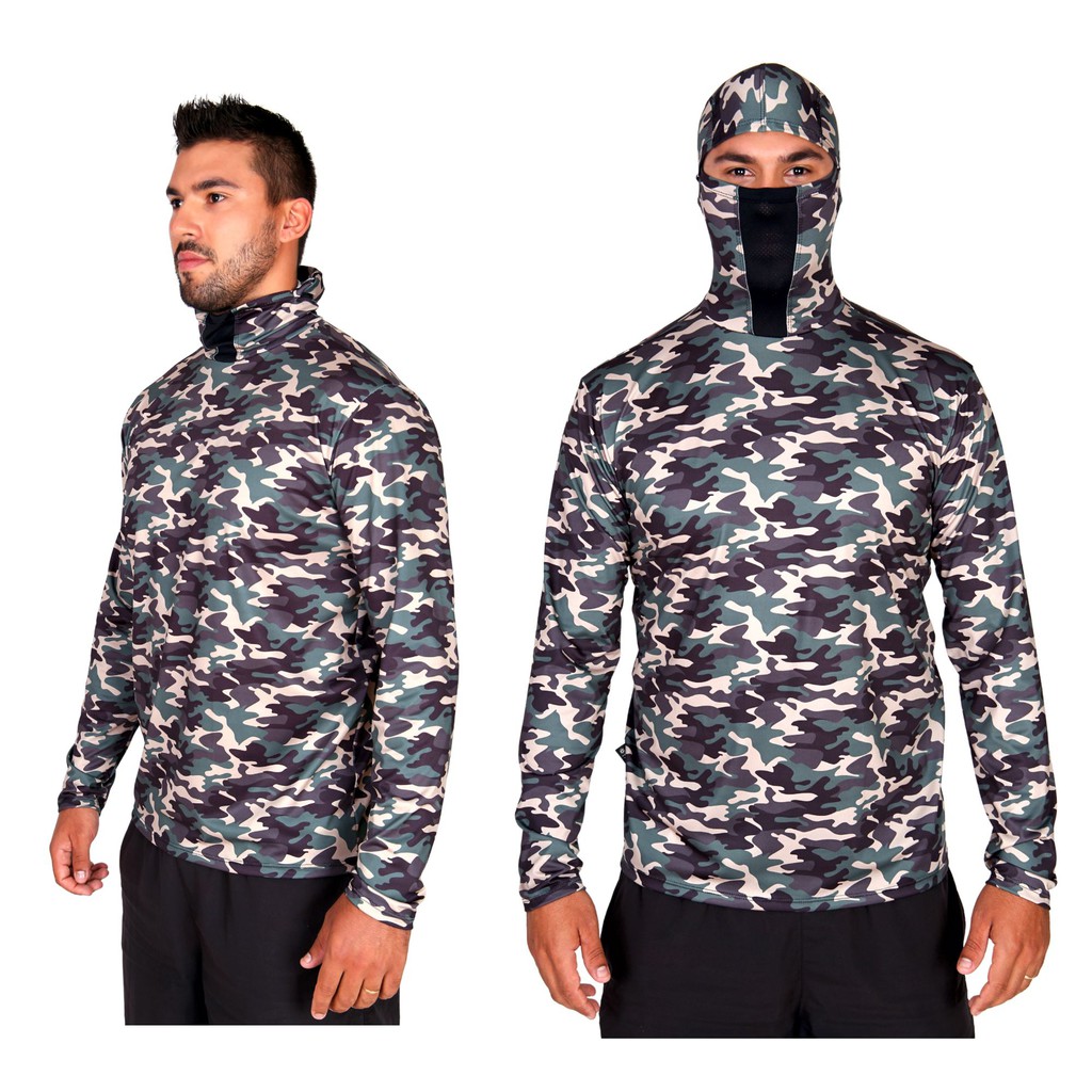 Camisa de Pesca UV50+ Camuflada Florest – Proteção Solar e Contra Insetos